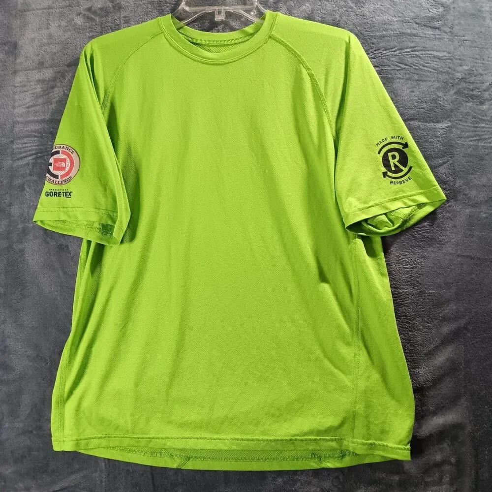 The North Face Flash Dry Mens Medium Shirt Neon Lime Green Short Sleeve Workout